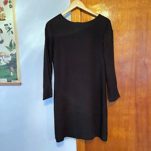 Theory black buttery silk dress with split sleeves